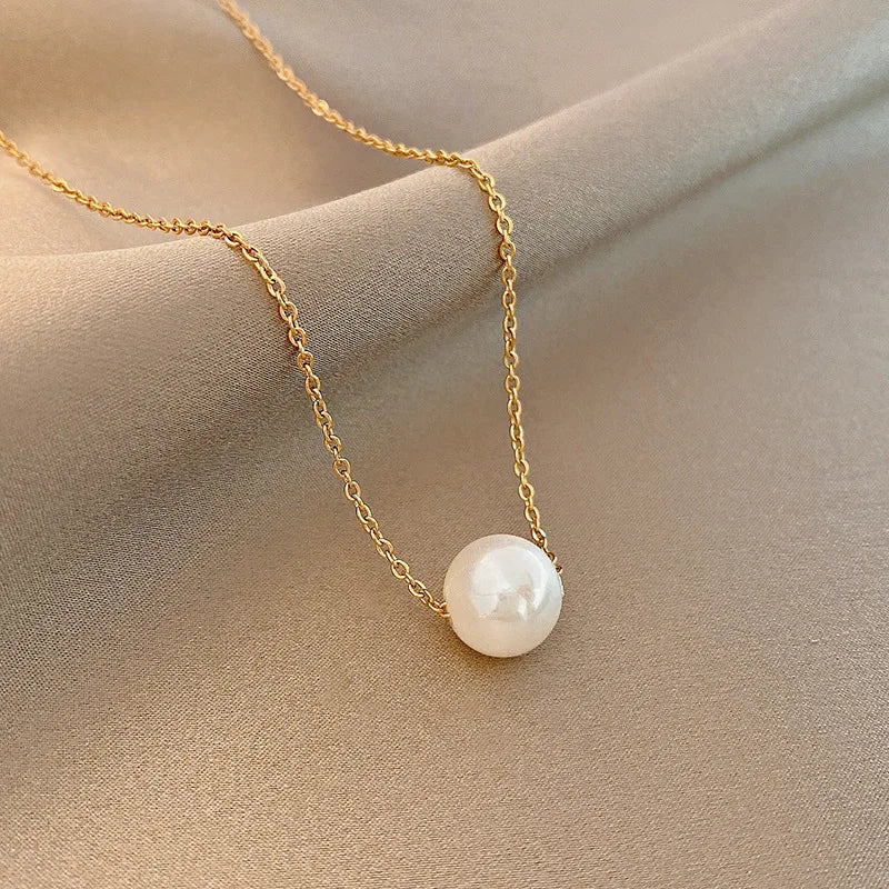 Platinum ALL LOVE Elegant One Pearl Necklace