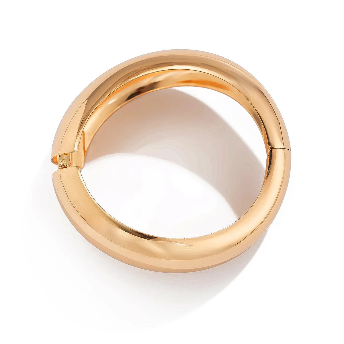 Vintage Wide Statement Cuff Bangle – Gold & Silver Tone Geometric Metal Spring Bracelet