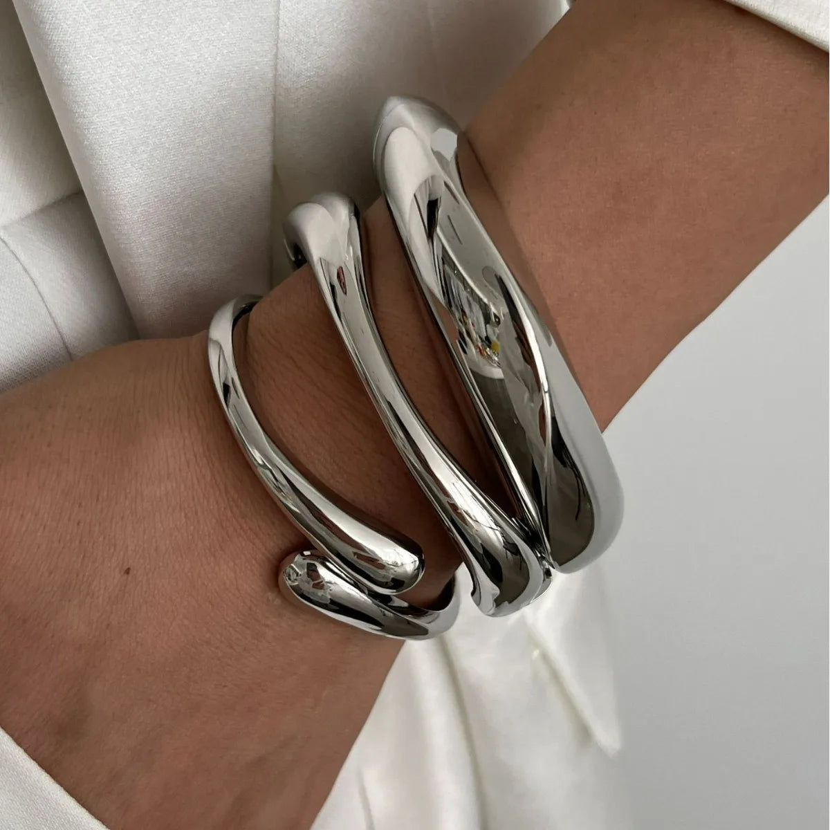 3 Styles Vintage Gold & Silver Geometric Metal Cuff Bangles Bracelet