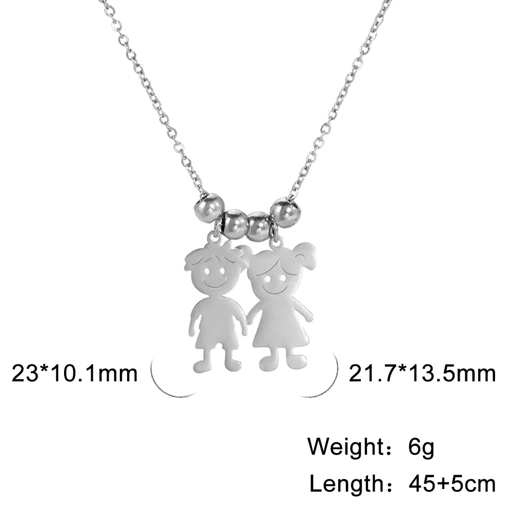 Custom Boy & Girl Name Necklace – Personalized Pendant in Polished Stainless Steel
