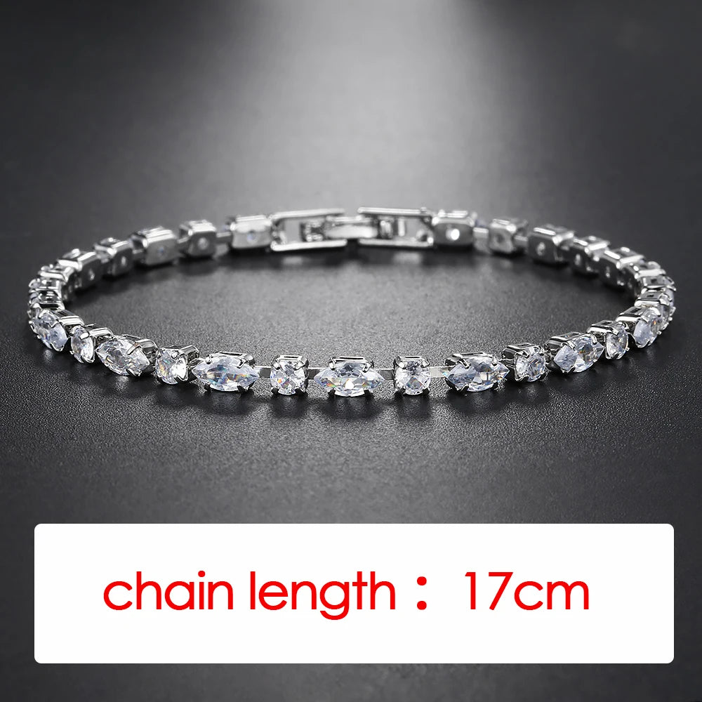 Shiny Gold Color Tennis Chain Bracelet – Simple Geometric Zircon Bangle