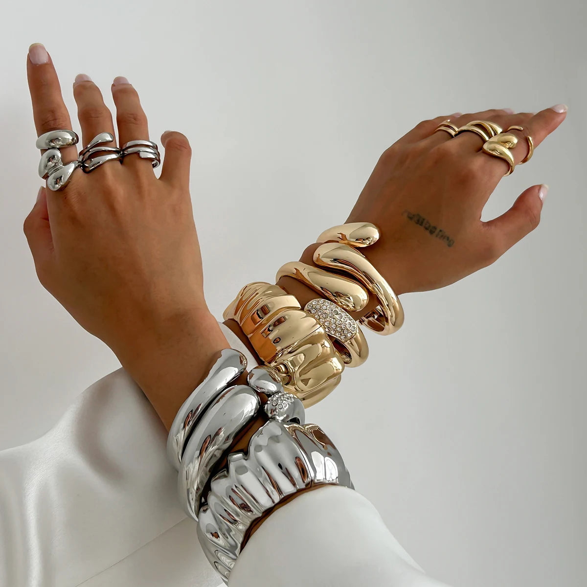 The Nova Drip Bracelet Bangle – Rhinestone-Inlaid Irregular Cuff