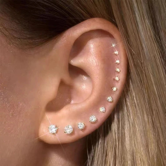 Rose Gold Crystal Stud Earrings – Elegant Zirconia AAA