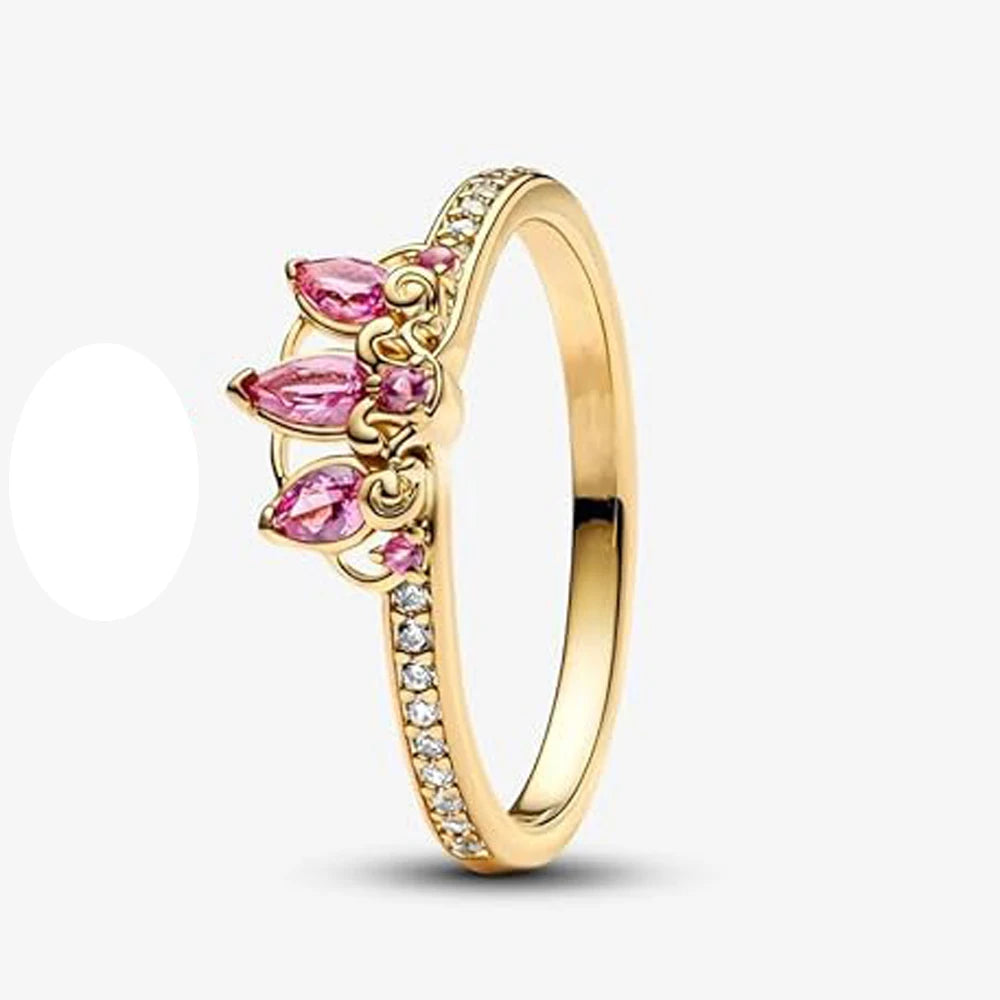 Princess Crown Ring – 925 Sterling Silver with Pink CZ