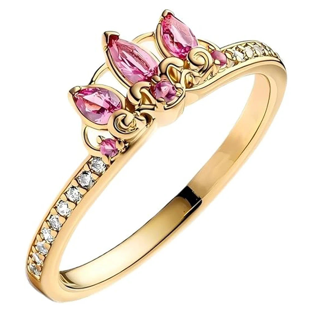 Princess Crown Ring – 925 Sterling Silver with Pink CZ