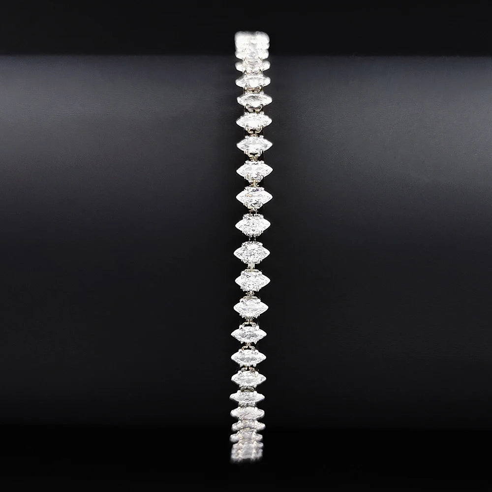 Aurora Tennis Bangle – Silver-Tone Luxury with Geometric Sparkle