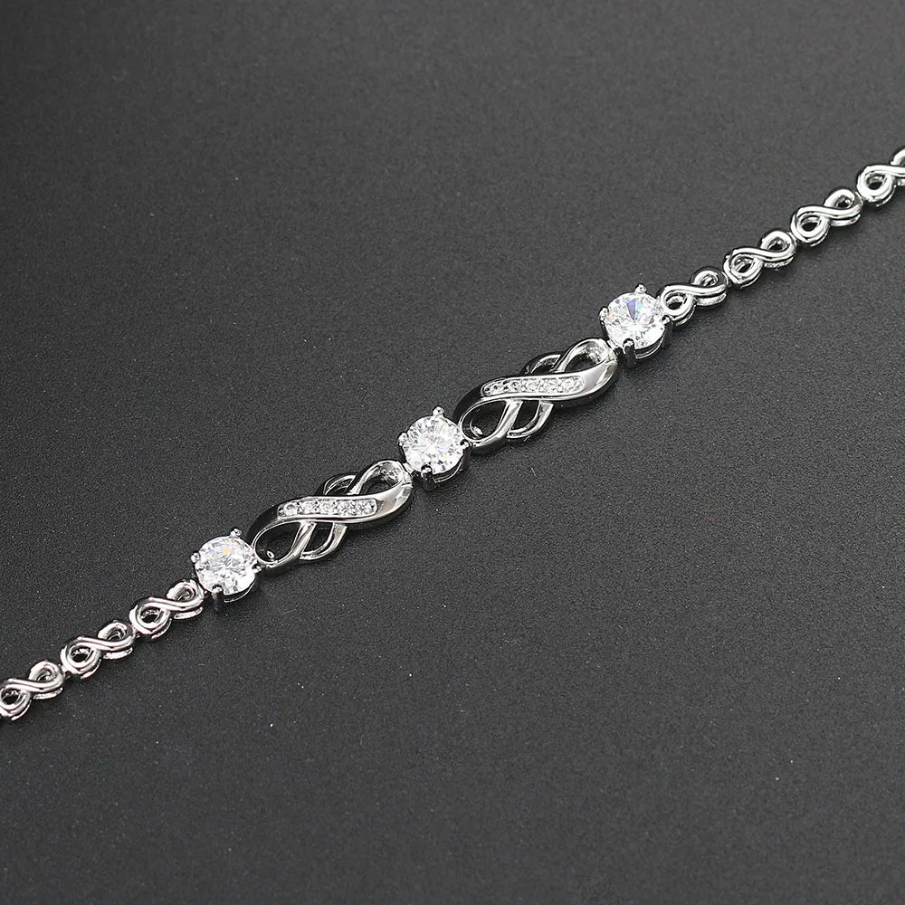 Fine Jewelry Wave Bracelet – Luxury Silver Color Cubic Zirconia Accessory