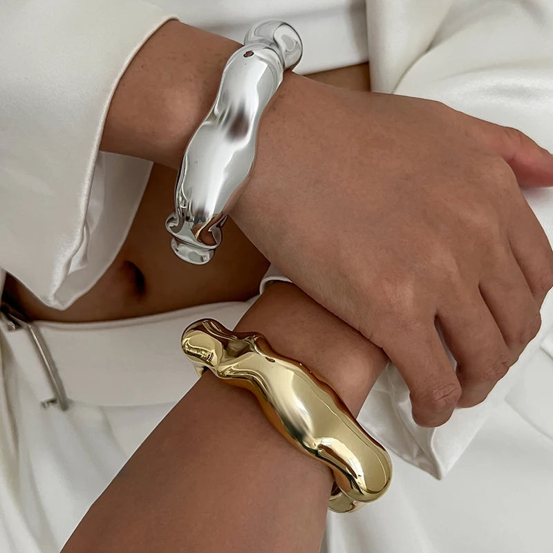 Sculpted Curve Bangle – Bold Irregular Statement Cuff