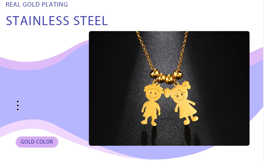 Custom Boy & Girl Name Necklace – Personalized Pendant in Polished Stainless Steel