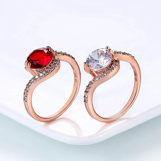 Radiant Red Crystal Ring – Elegant Statement Jewelry with Bold Gemstone