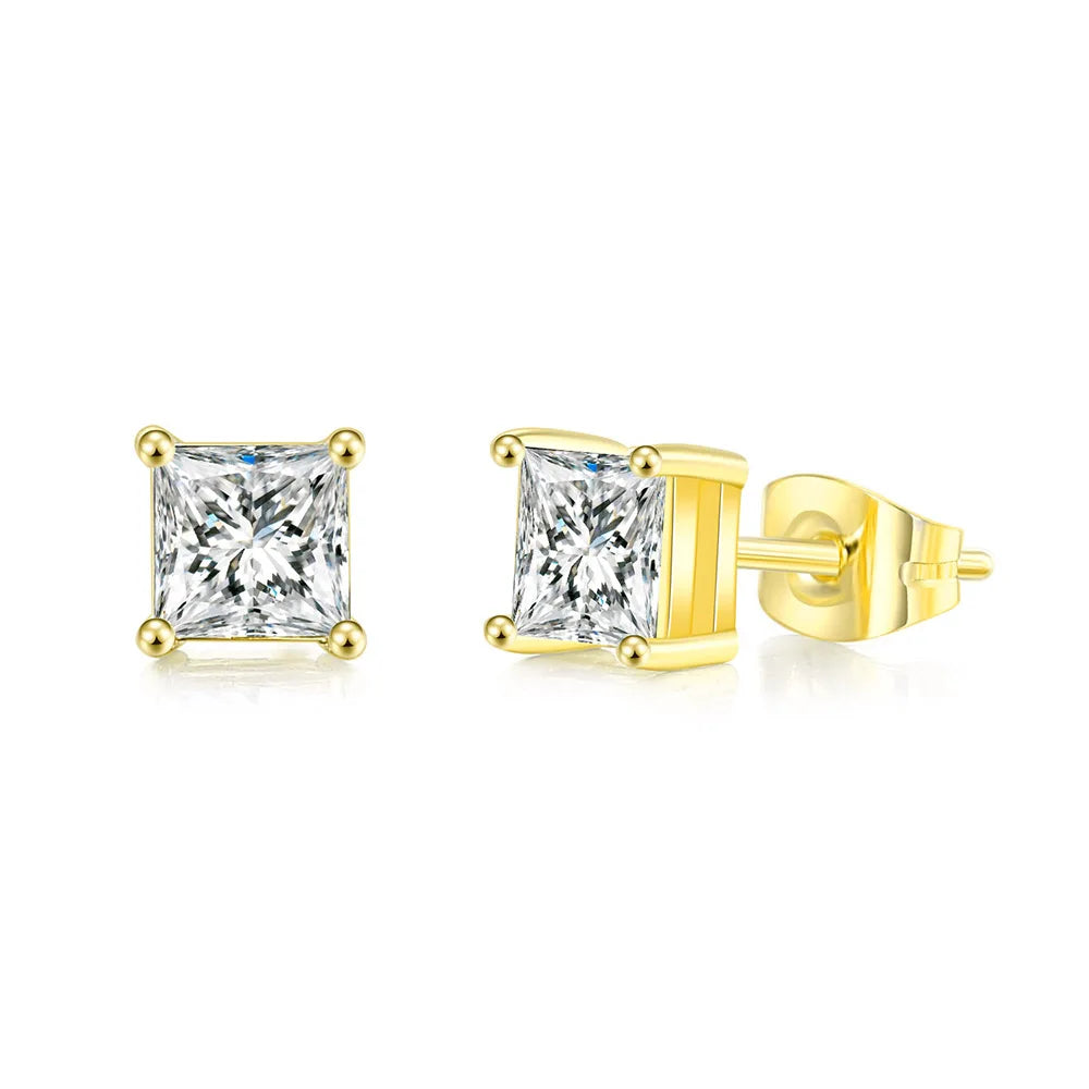 Rose Gold Crystal Stud Earrings – Elegant Zirconia AAA