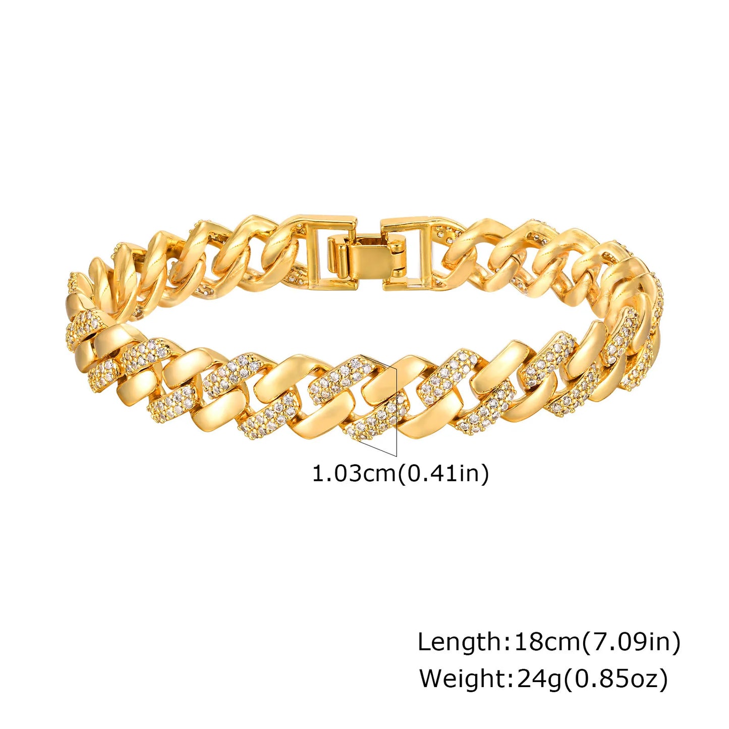 14K Gold-Plated Signature Paperclip Bracelet with CZ Watch Links – Adjustable. Elevated. Iconic.