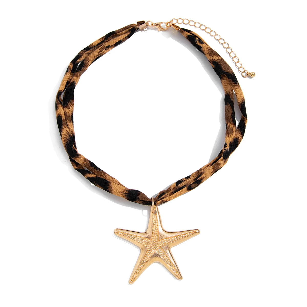 Velvet & Metal Layered Necklace – Conch, Starfish & Heart Charms