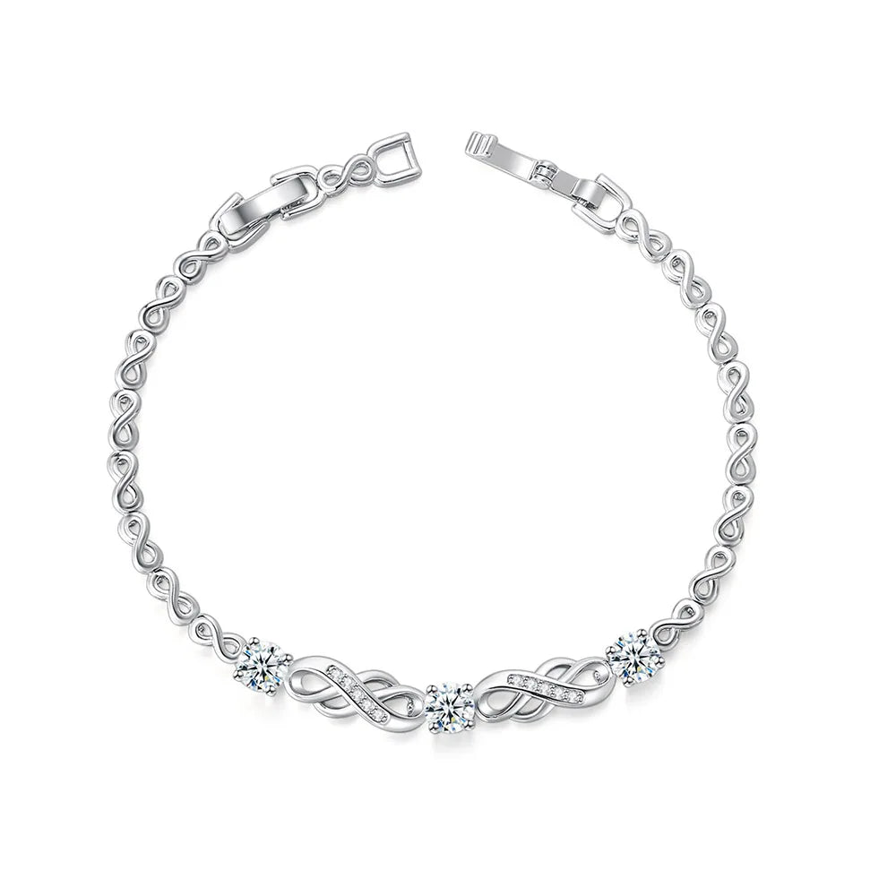 Fine Jewelry Wave Bracelet – Luxury Silver Color Cubic Zirconia Accessory