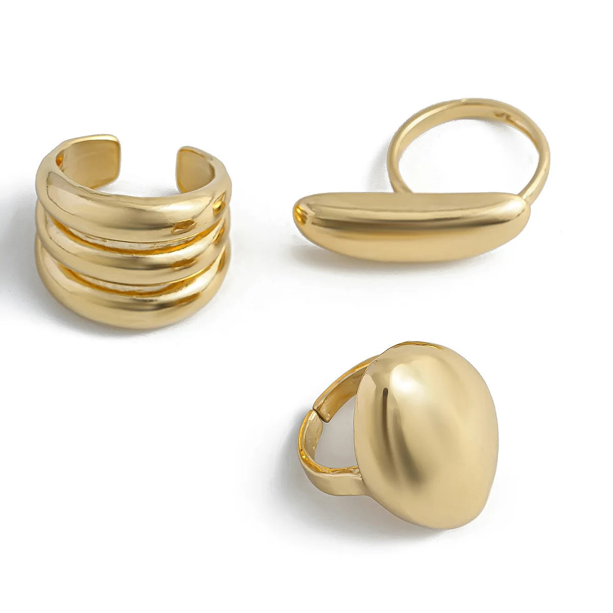 3-Piece Geometric Metal Ring Set – Gold & Silver Knuckle and Joint Statement
