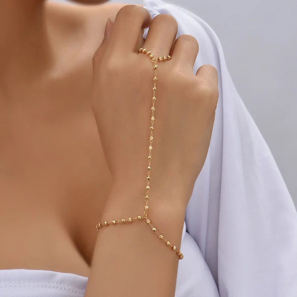Aurum Bond Golden Bracelet & Ring Chain