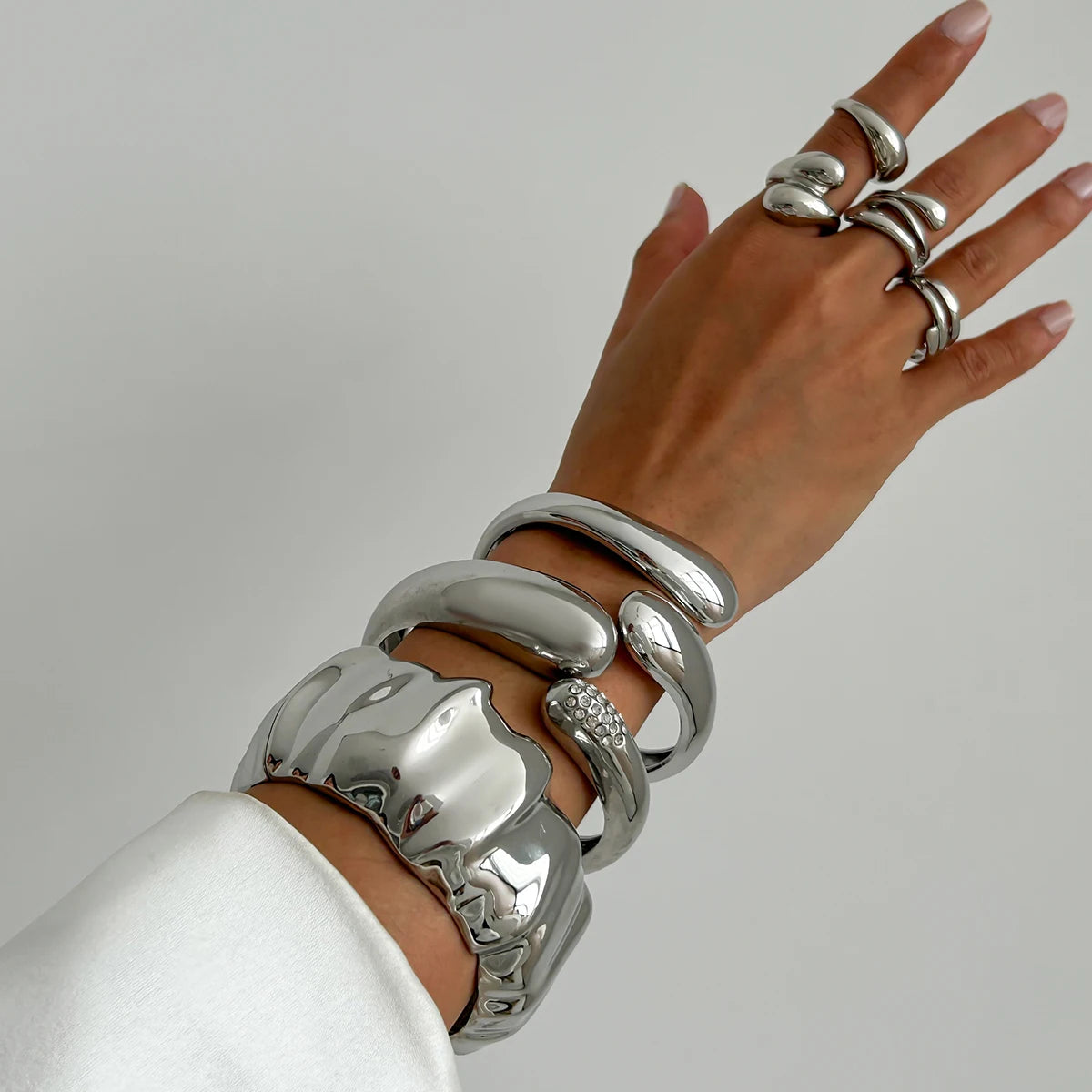 The Nova Drip Bracelet Bangle – Rhinestone-Inlaid Irregular Cuff