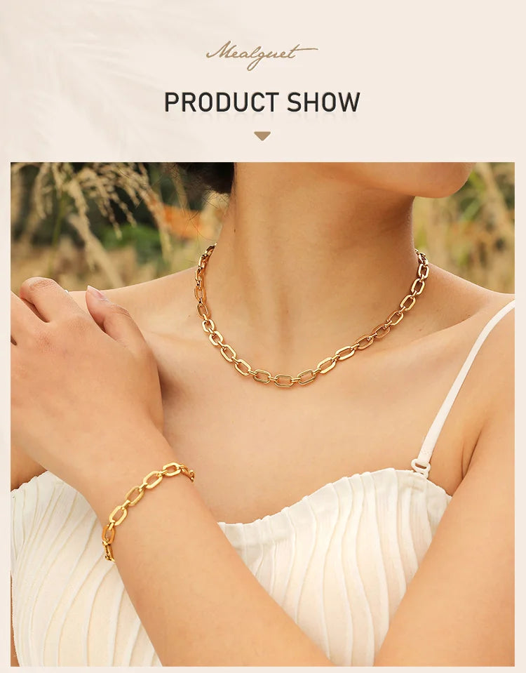 Mariner Luxe Necklace – Chunky Oval Link Gold Tone Chain