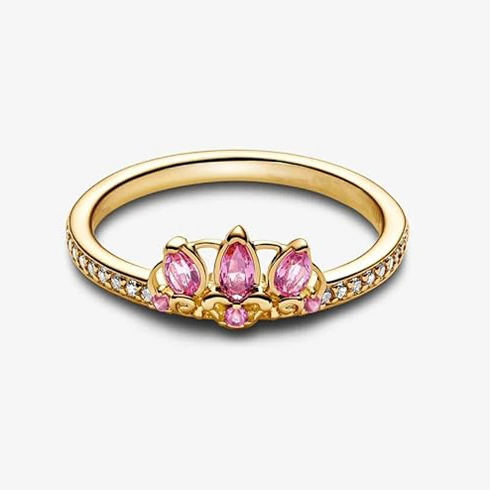 Princess Crown Ring – 925 Sterling Silver with Pink CZ