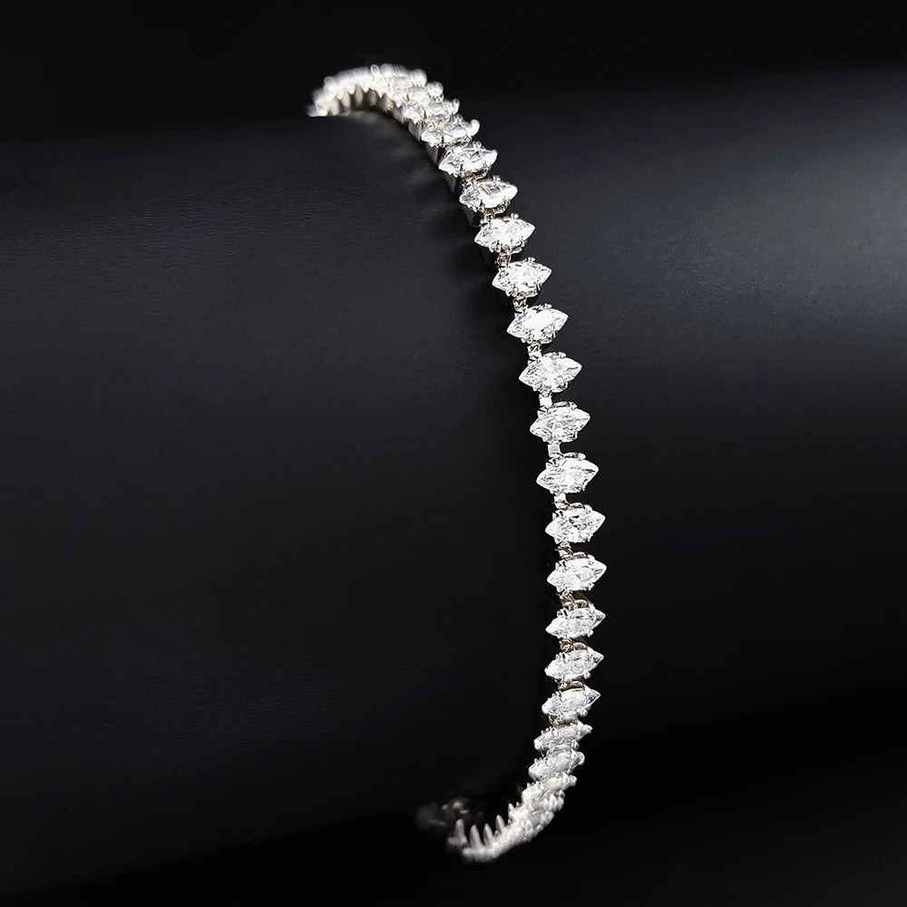 Aurora Tennis Bangle – Silver-Tone Luxury with Geometric Sparkle