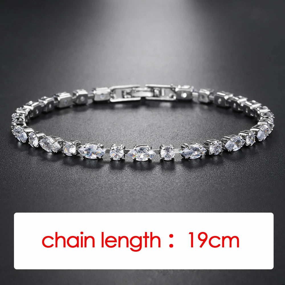 Shiny Gold Color Tennis Chain Bracelet – Simple Geometric Zircon Bangle