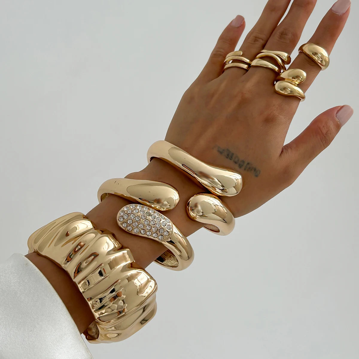 The Nova Drip Bracelet Bangle – Rhinestone-Inlaid Irregular Cuff