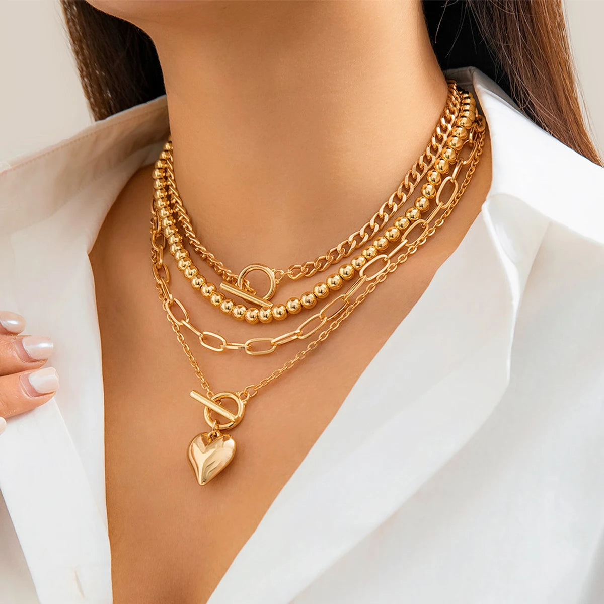 The Rebel Heart Set – 4-Piece Gold-Tone Necklace Collection