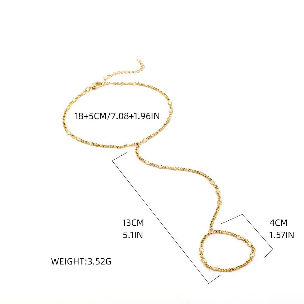 Aurum Bond Golden Bracelet & Ring Chain