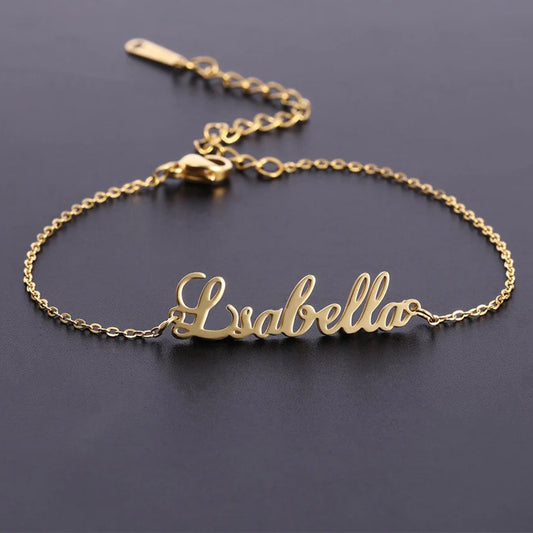 Personalized Name Letter Bracelet – Custom Baby or Child Anklet in Polished Stainless Steel