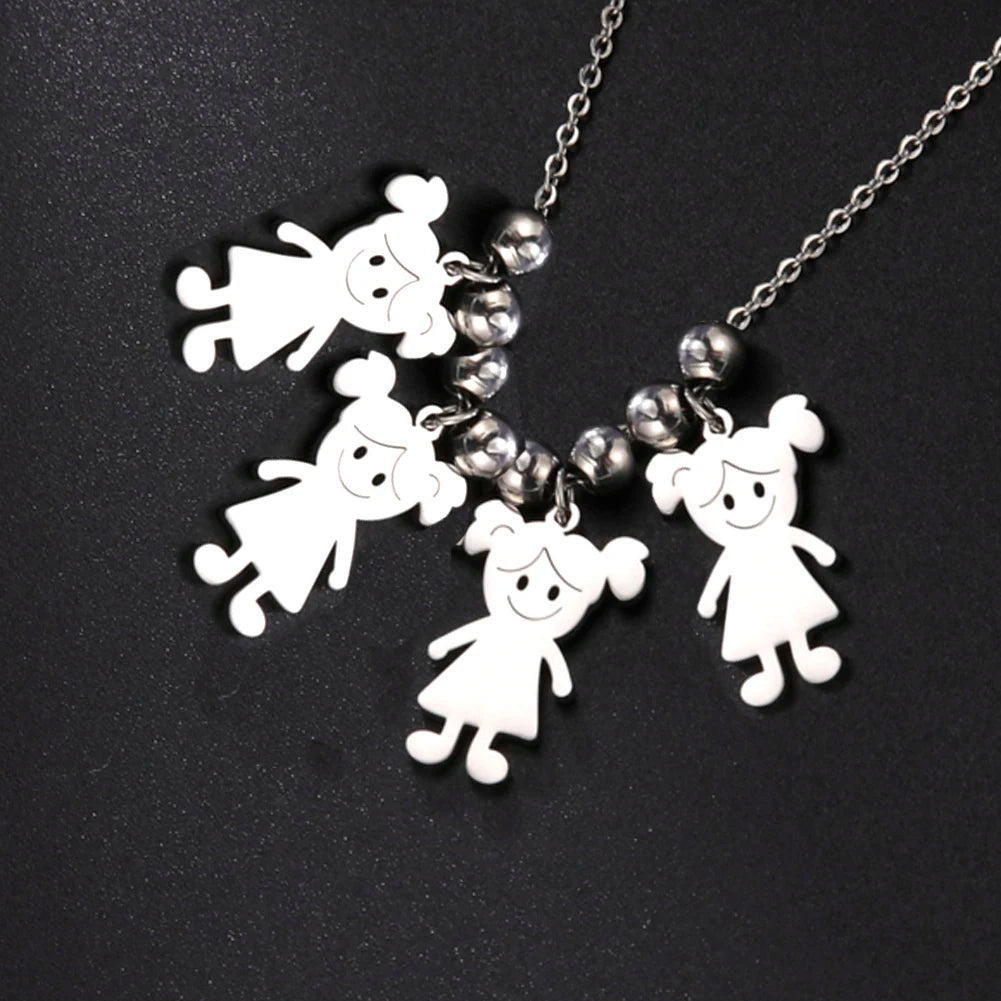 Custom Boy & Girl Name Necklace – Personalized Pendant in Polished Stainless Steel
