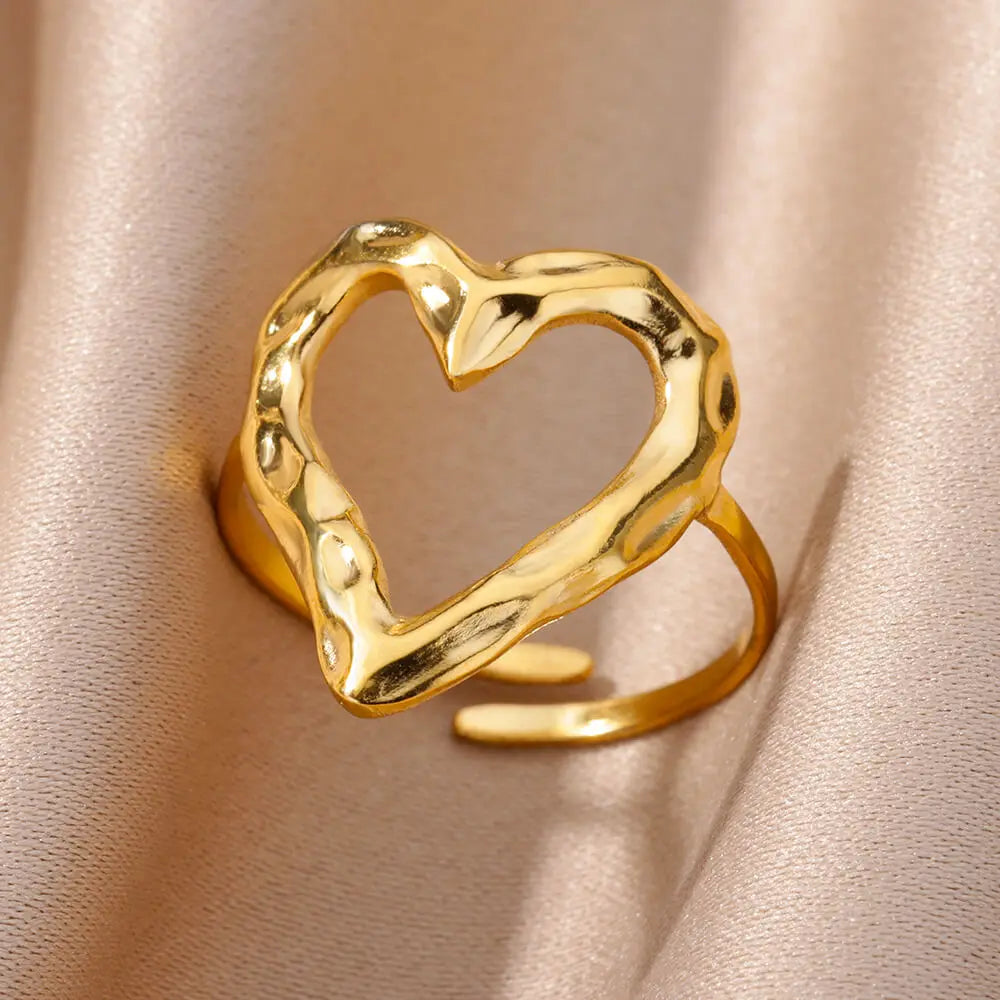 Stella Nova Rings – Adjustable Gold-Tone Stainless Steel with Star & Shell