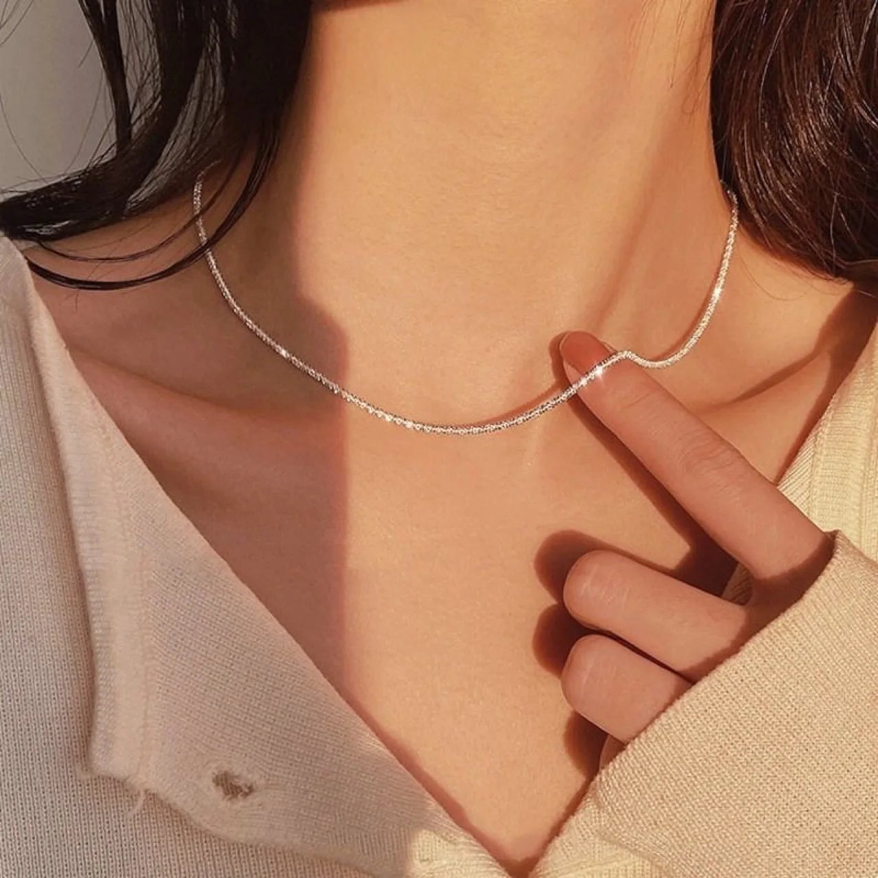 The Starlume Set – Shiny Silver Plated Necklace & Bracelet Duo