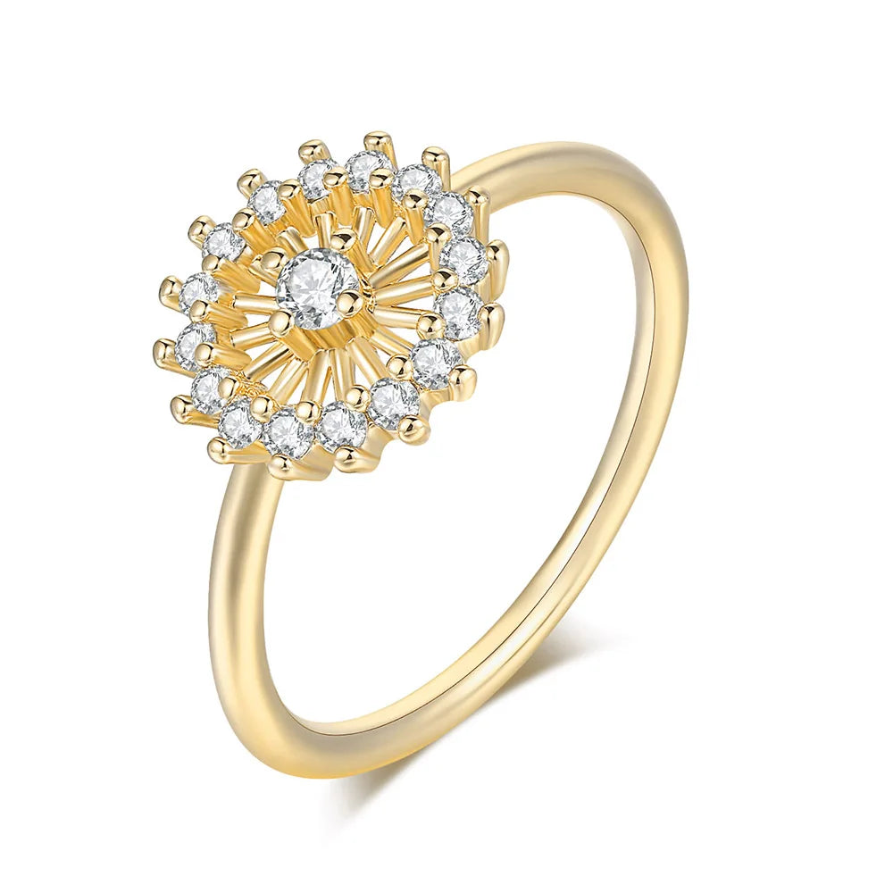 Chic Flower Finger Ring – Rose Gold Tone with Sparkling Gem