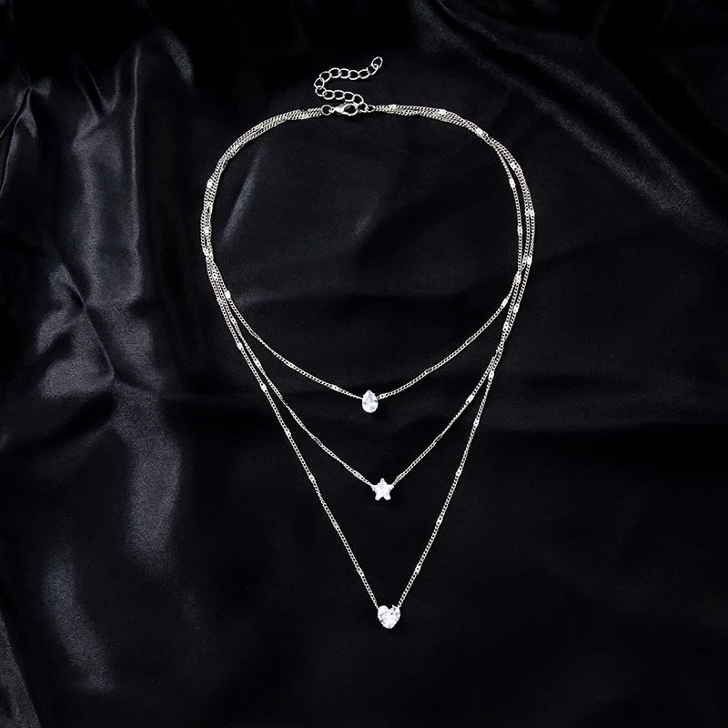 The Vespera Pendant – Multilayer Zircon Choker Necklace