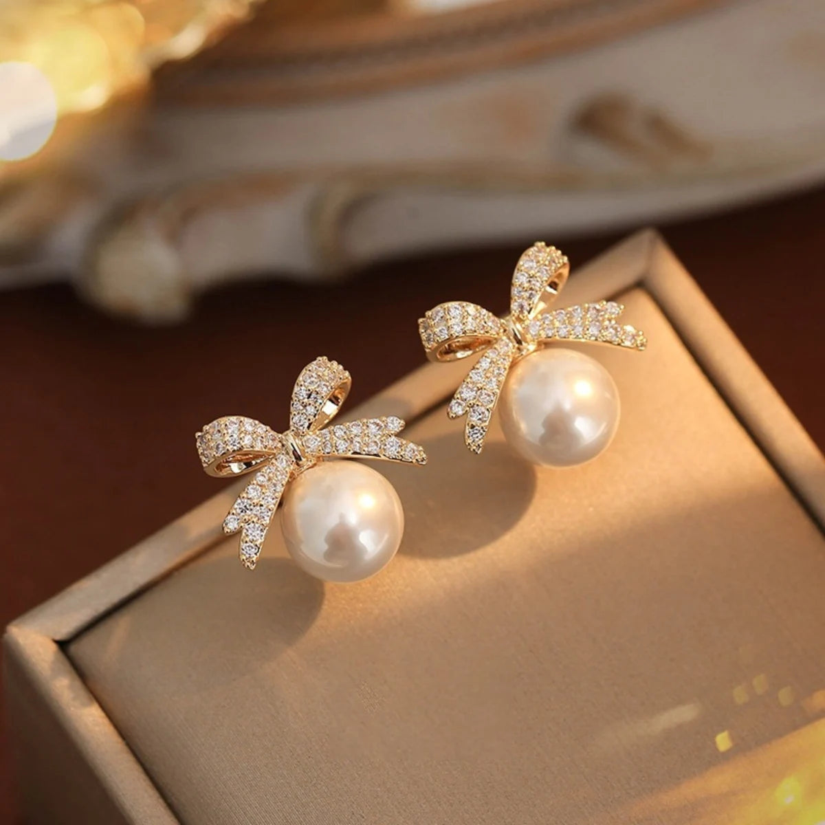 Grace Knot Simulated Pearl Earrings – Silver Stud Edition