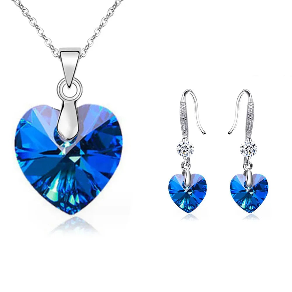 Premium Elegant Sakura Dolphin Jewelry Set in 925 Sterling Silver with Zircon – Necklace & Earrings Set