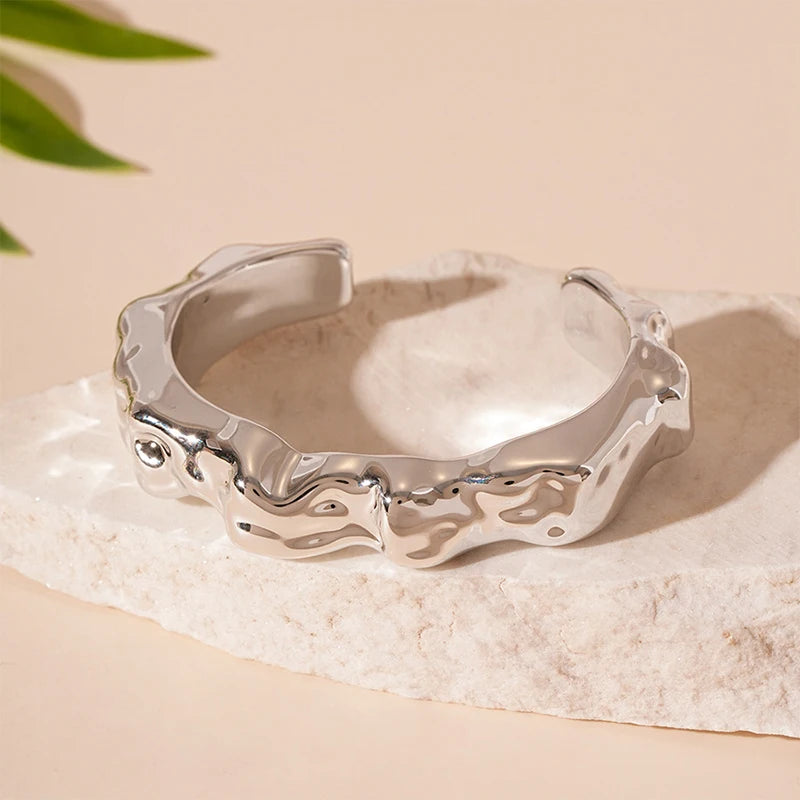 Sculpted Curve Bangle – Bold Irregular Statement Cuff