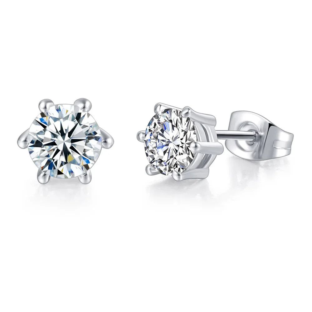 Rose Gold Crystal Stud Earrings – Elegant Zirconia AAA