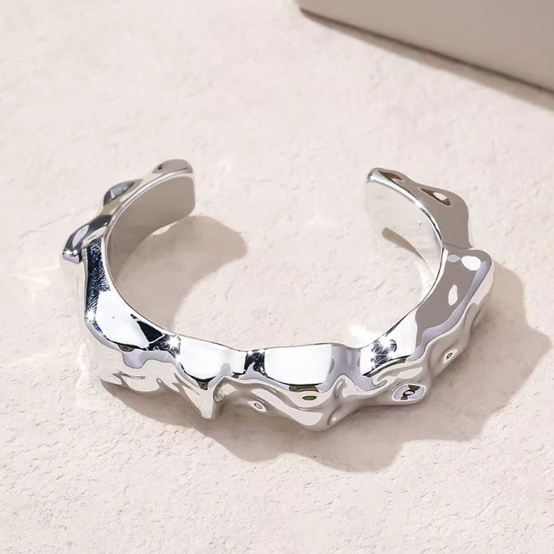 Sculpted Curve Bangle – Bold Irregular Statement Cuff