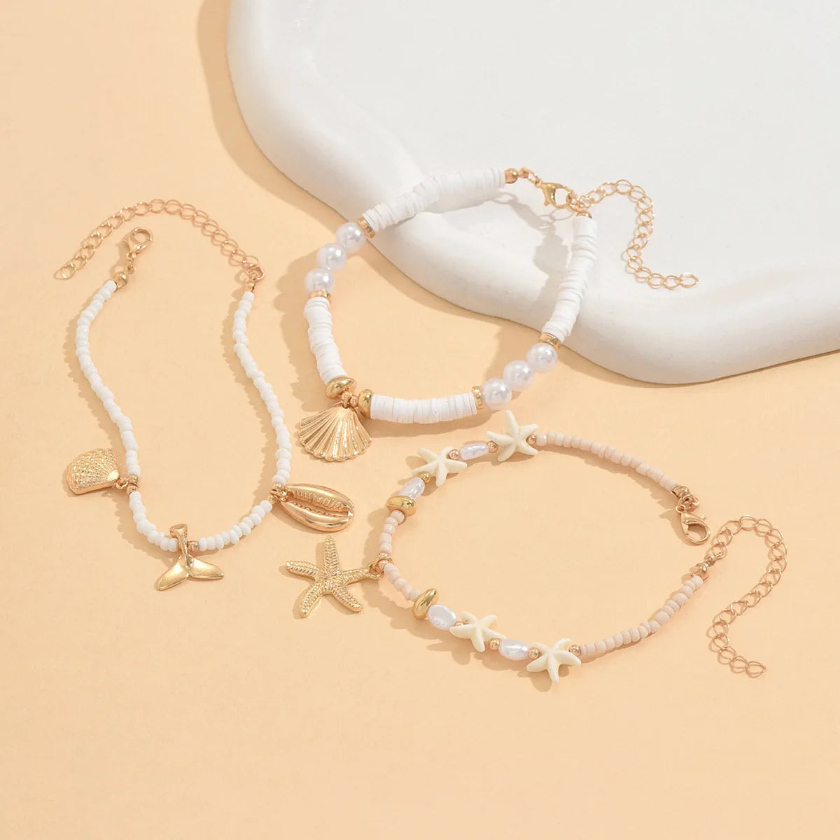 Shell Bead Anklet Set – Adjustable Waterproof Hawaiian Style