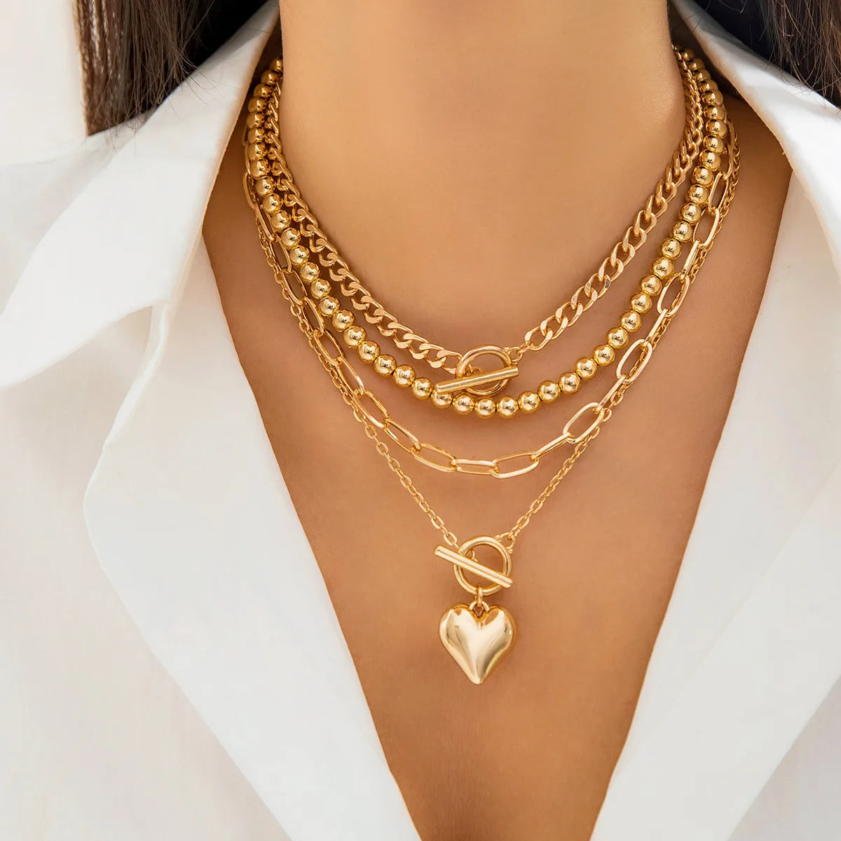 The Rebel Heart Set – 4-Piece Gold-Tone Necklace Collection