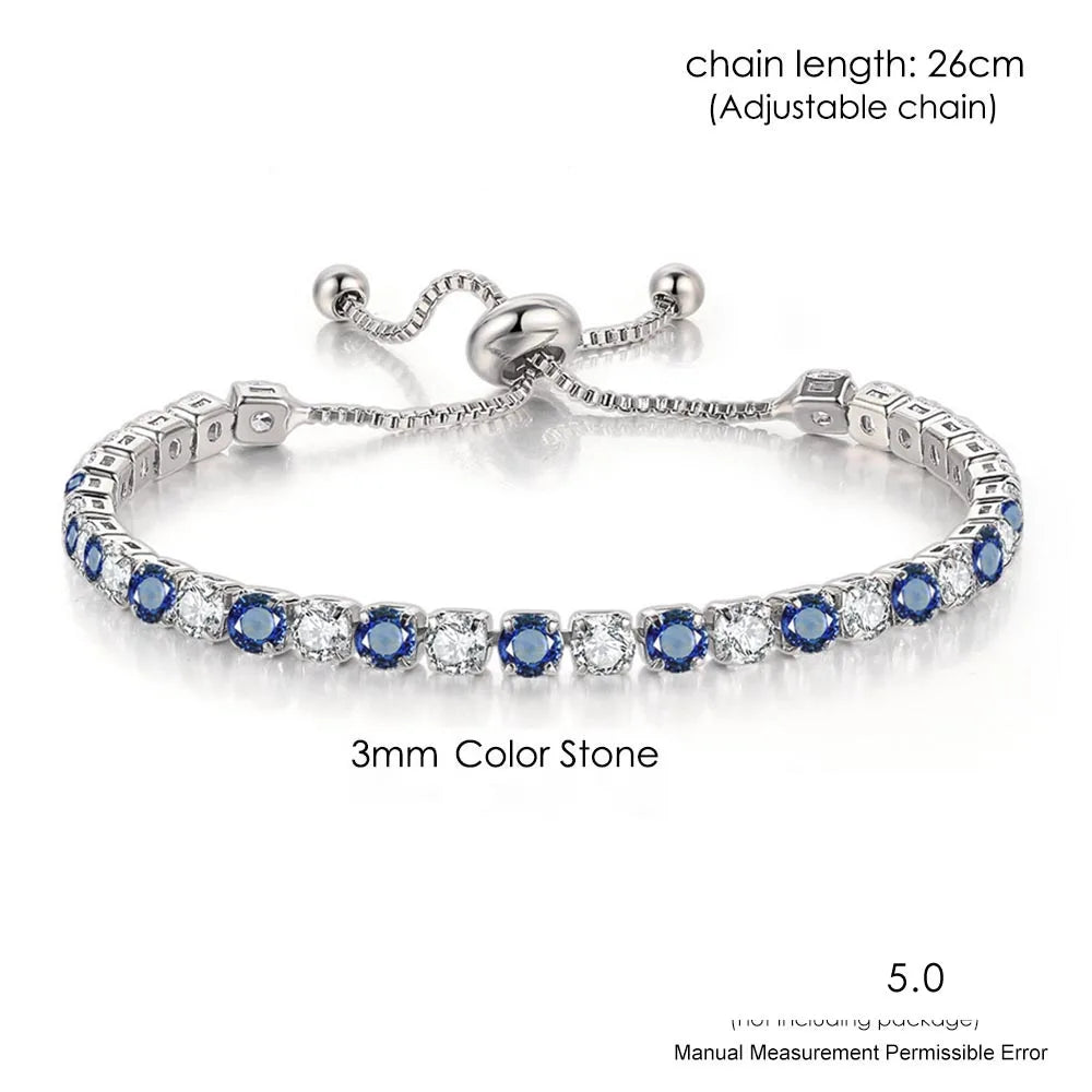 Adjustable Multicolor Tennis Bracelet – Rainbow Zircon Charm