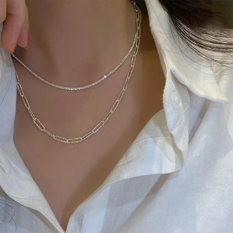 Celestia Necklace – Elegant Silver Clavicle Chain Choker