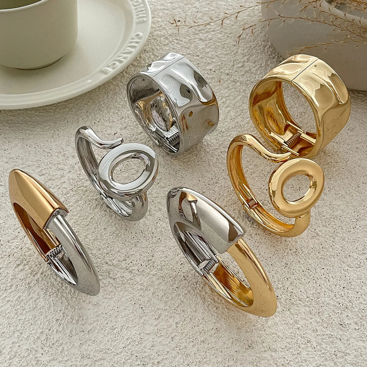 Vintage Gold Wide Cuff Bracelet - Sophira Luxe Edition