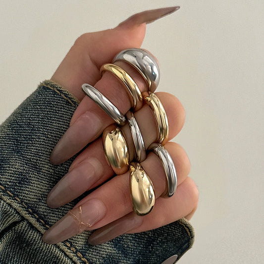 8 Pieces Vintage Water Drop Ring Set – Adjustable Geometric Open Bands