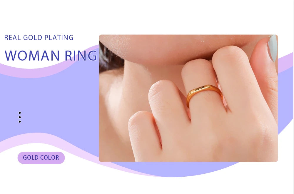 Personalized Engraved Name Ring – Custom Stainless Steel Band in Elegant Tone