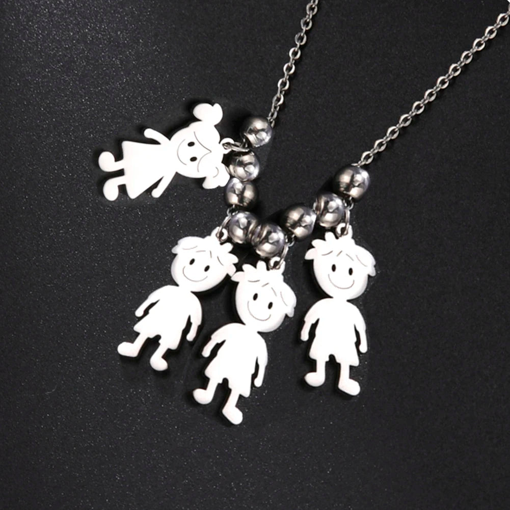 Custom Boy & Girl Name Necklace – Personalized Pendant in Polished Stainless Steel