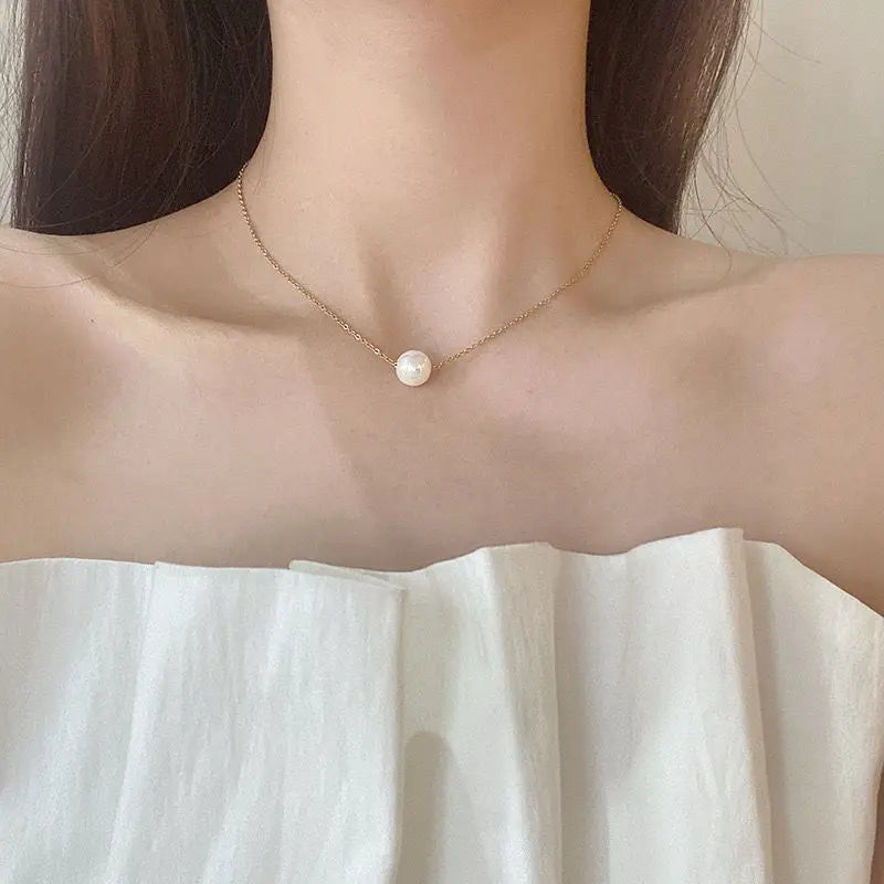 Platinum ALL LOVE Elegant One Pearl Necklace
