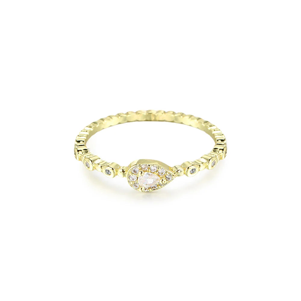 Shiny Gold Zircon Ring – Elegant & Premium Thin Ring