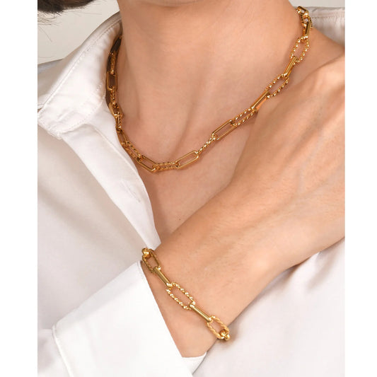 18K Gold Veyra Twist Bracelet – Chunky Adjustable Gold Stainless Steel Chain